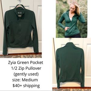 Zyia Green Pocket 1/2 Zip Pullover